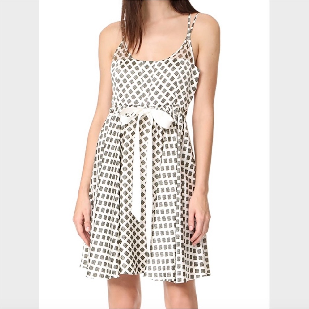 Cinq a Sept Silk Strappy Dress Geneva Print A Line Size Small Summer Wedding